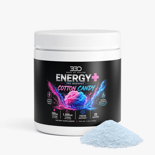 Body By Design Energy+ Cotton Candy Pre-Workout Energy Powder