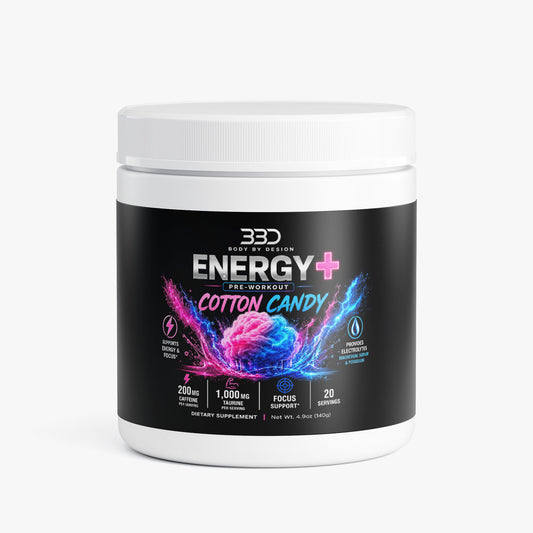 Body By Design Energy+ Cotton Candy Pre-Workout Energy Powder